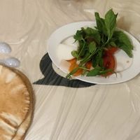 Salad with mint and pickles + arabic bread at Hashem in Amman