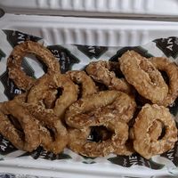 Vegan onion rings at Annie's Burger Shack in Nottingham