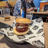 Lasagne burger, vegan at Annie's Burger Shack in Nottingham