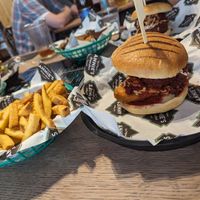 Lasagne burger made with vegan 'chicken' at Annie's Burger Shack in Nottingham