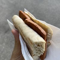 Vegan leberkäs bun  at Siggis Vegan Streetfood in Munich