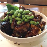 “Duck” and deep fried taro (with edamame on top) ... RECOMMEND at Míng Shèng YǎngShēng Sù 铭圣养生素餐厅 in Shanghai