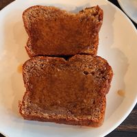 Vegan Banana Bread with salted Caramel sauce at Laxey Kitchen in Laxey