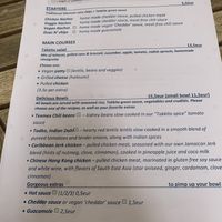 Menu  at Takkito in Montpellier