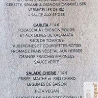 Menu at Chéri Coco in Pantin