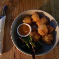 Starter - deep fried vegan cheese with a spicy dip at The Black Swan in Alnwick