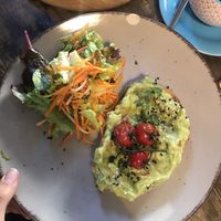 Avocado toast (without egg) at coffee corner bakery in Prague