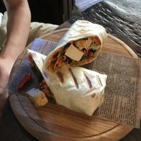 Peanut tofu wrap (deliiishhh!) at coffee corner bakery in Prague