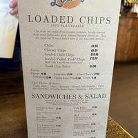 Chips and sandwiches menu   at The Sound Lounge in Sutton