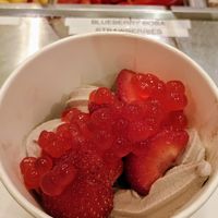 Cookies and cream/fresh strawberries/strawberry boba at Yolove Frozen Yogurt in Chandler