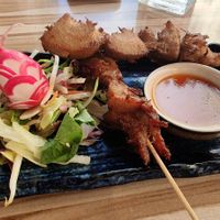 vegane Hähnchenspieße mit hausgemachter Sauce at Mr Tu in Cottbus