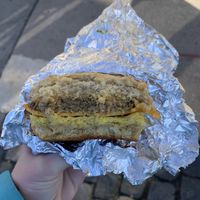 Awesome breakfast sandwich  at Crust Vegan Bakery in Philadelphia