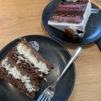 Vegan bounty and raspberry cakes  at Green One BTC in Ljubljana