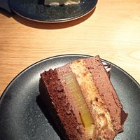 Choco-orange cake and Kremsnita at Green One BTC in Ljubljana