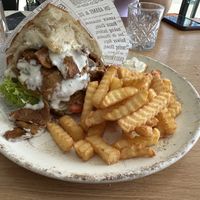 Vegan kebab and fries  at Green One BTC in Ljubljana