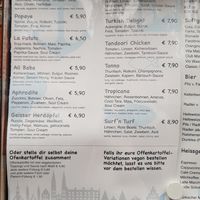 Menu - basically everything can be veganized at Kartoffelspeicher in Luebeck