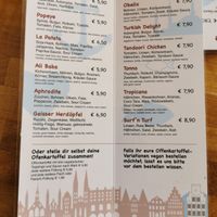 Menu at Kartoffelspeicher in Luebeck