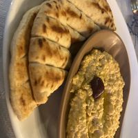 Humous and flatbread/pitta  at Zorbas in Zakynthos