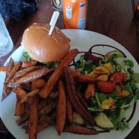 Vegan Burger with Chips & Salad! at Cafe Under the Spire in Gateshead