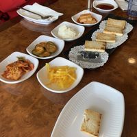 Pan fried tofu. Kimchi not vegan   at Mr Tofu House in Wayne