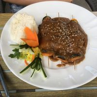 Skewers with rice   at Tau in Vienna