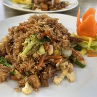 Rice with veggies and vegan meat  at Tau in Vienna