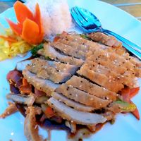 Finely sliced "chicken" on spicy szechuan souce at Tau in Vienna