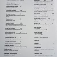 Vegan menu at ZIZO in Zandvoort
