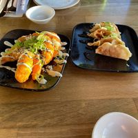 Tempura shrimp and crispy gyozas at ZIZO in Zandvoort