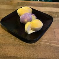 Selection of vegan mochi ice cream. Mango and passion fruit. at ZIZO in Zandvoort