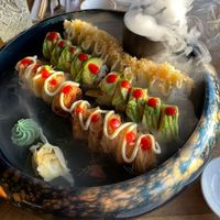 Front to back: veggie spicy explosion, spicy dragon, and crunchy at ZIZO in Zandvoort