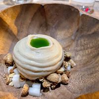 Nashi Pear, Peanut, Ginger Oats, Lemon Verbena  at Oyster Oyster in Washington