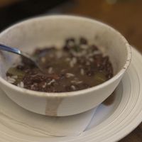 Black bean soup. Great flavor   at Rams Head Shore House in Stevensville