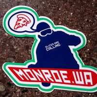 Their free stickers at Monroe Pizza & Pints in Monroe