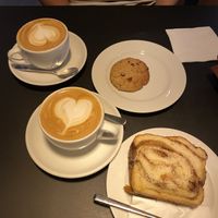 Almond flat whites, miso cookie and cinnamon babka   at Espresso Embassy in Budapest