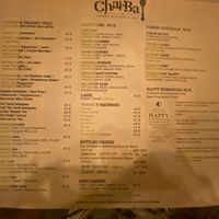 Menu at Chai'Ba in Seminyak