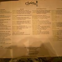 Menu at Chai'Ba in Seminyak