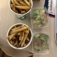 Fries and cucumber salad (included with the platter)  at Souvlaki in Washington