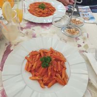 Penne with Tomato, Chili, Olive oil at Monnalisa in Sorrento