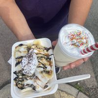 Yummy!!! Both vegan  at The Ice Cream Cottage in Tewkesbury