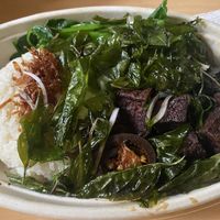 Three cup tofu and coconut rice  at Lion Dance Cafe in Oakland
