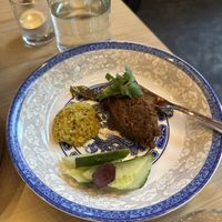 With mushroom pâté   at Lion Dance Cafe in Oakland