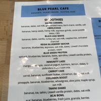 Close look at smoothie menu. Such an awesomely unique array of options! at Blue Pearl Cafe in Ardmore