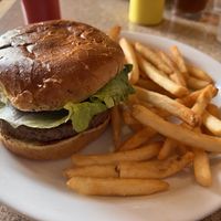 Impossible Burger with fries  at Thunderbird Restaurant in Mount Carmel