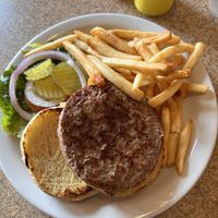 Impossible burger and fries  at Thunderbird Restaurant in Mount Carmel