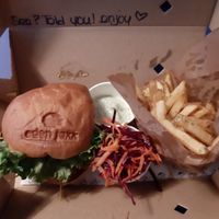 classic burger with fries at Eden Jaxx in Copenhagen