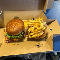 Garden burger and chips  at Eden Jaxx in Copenhagen