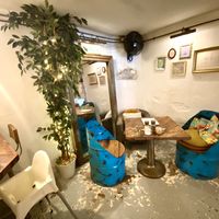 Seating at back of cafe   at Port Espresso in Brixham