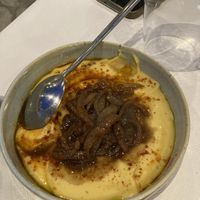 Fava of Santorini (split peas) with caramelised onions and grape jam  at Basilikos Restaurant in Skiathos