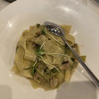 Papardelles with zucchini, mushroom, lemon zest, louiza and coconut milk  at Basilikos Restaurant in Skiathos